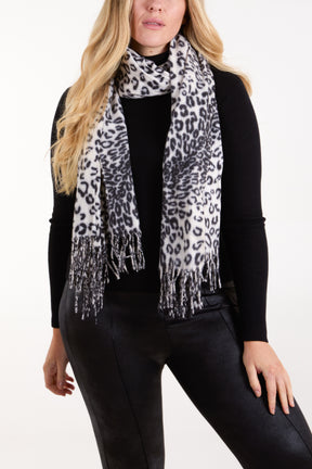 Leopard Print Soft Tassel Scarf