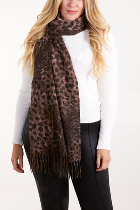 Leopard Print Soft Tassel Scarf