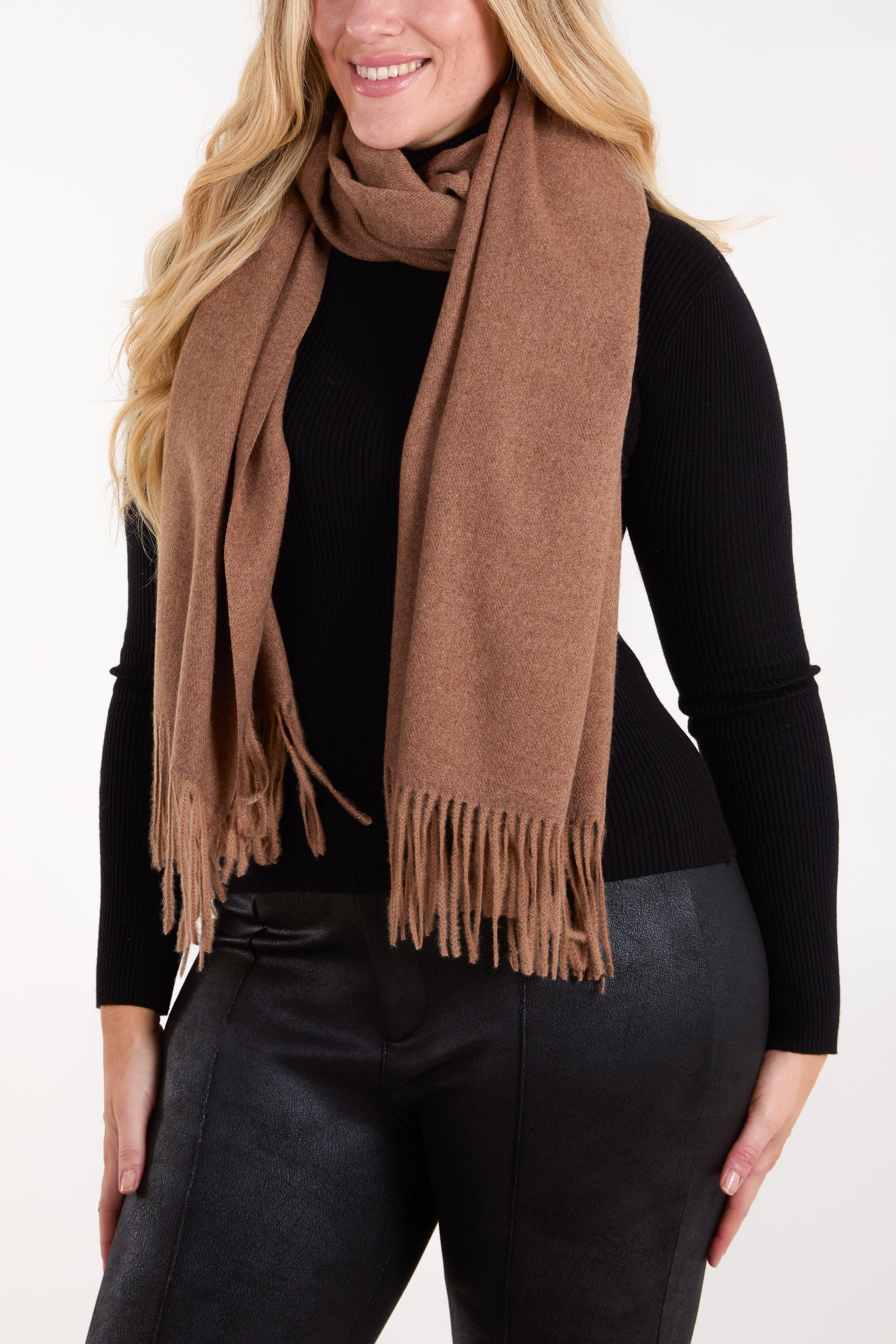 Plain Fluffy Tassel Scarf