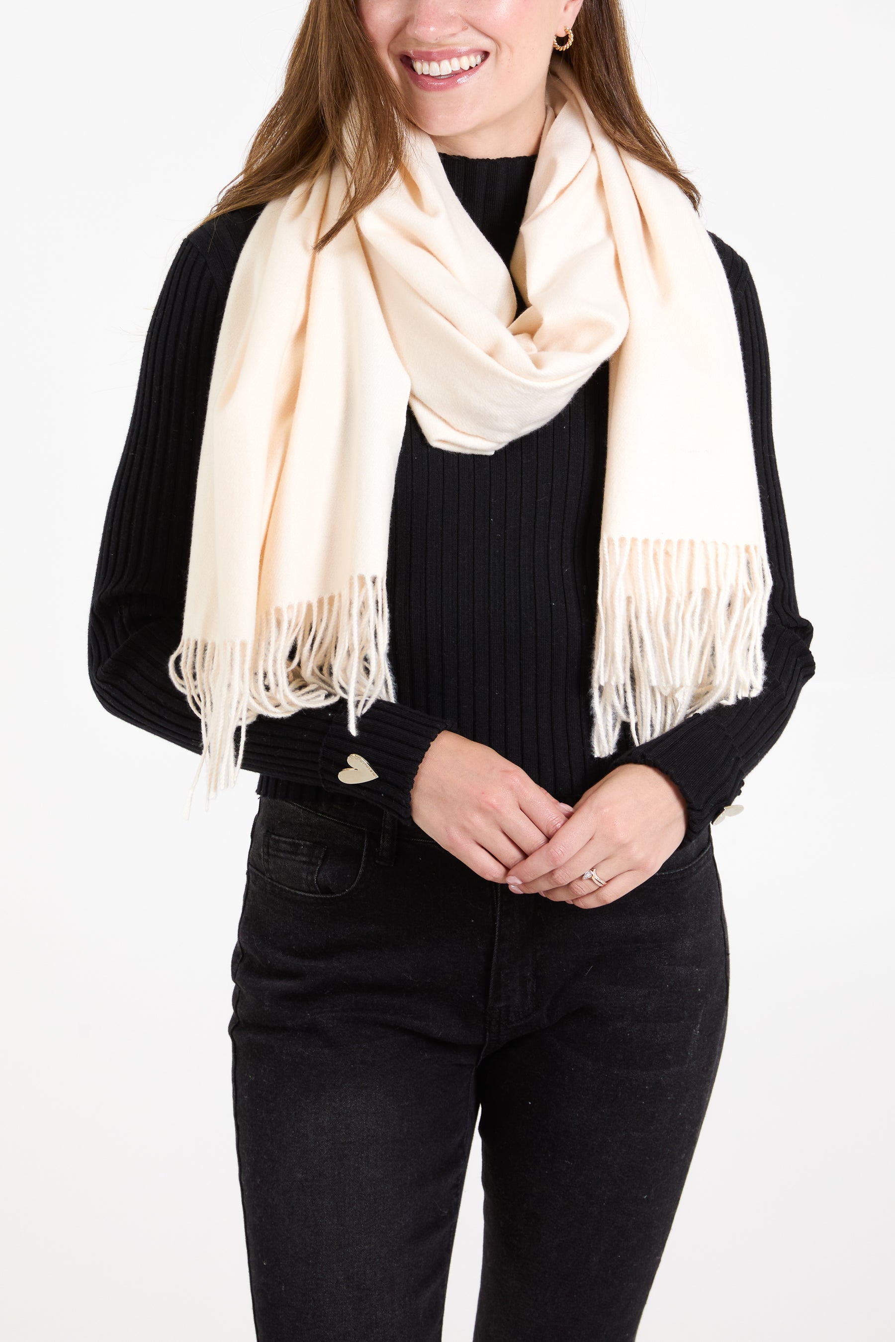 Plain Fluffy Tassel Scarf