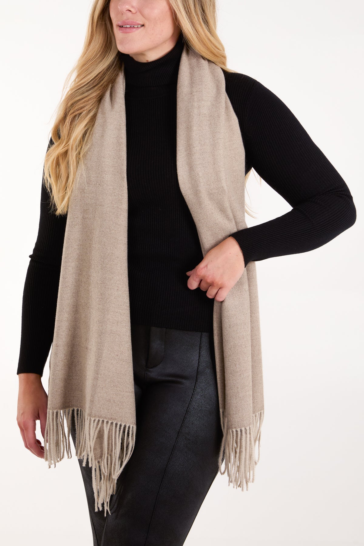 Plain Fluffy Tassel Scarf