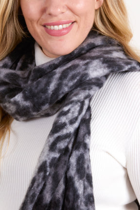 Fluffy Leopard Print Tassel Scarf