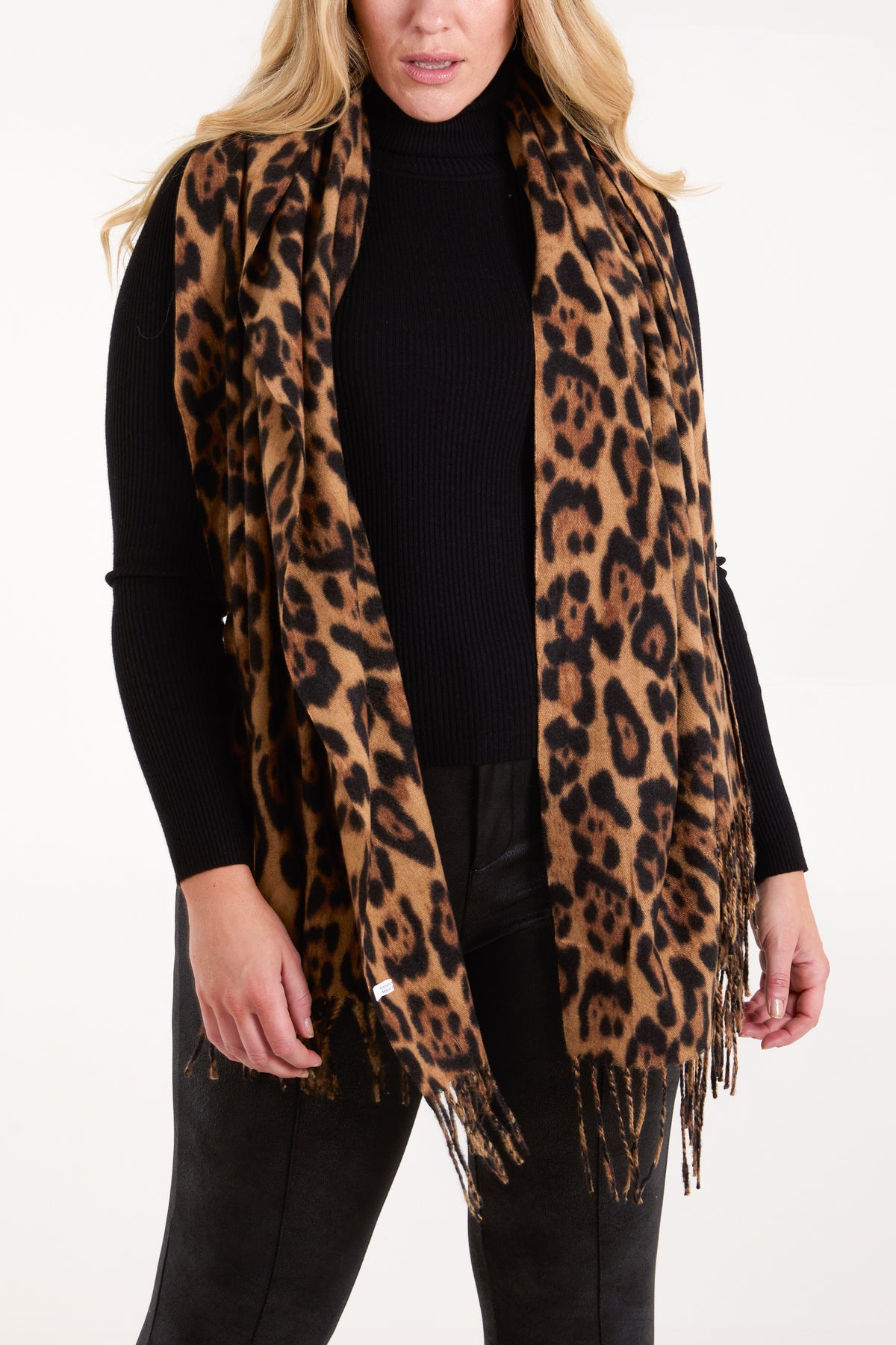 Animal Print Tassel Scarf