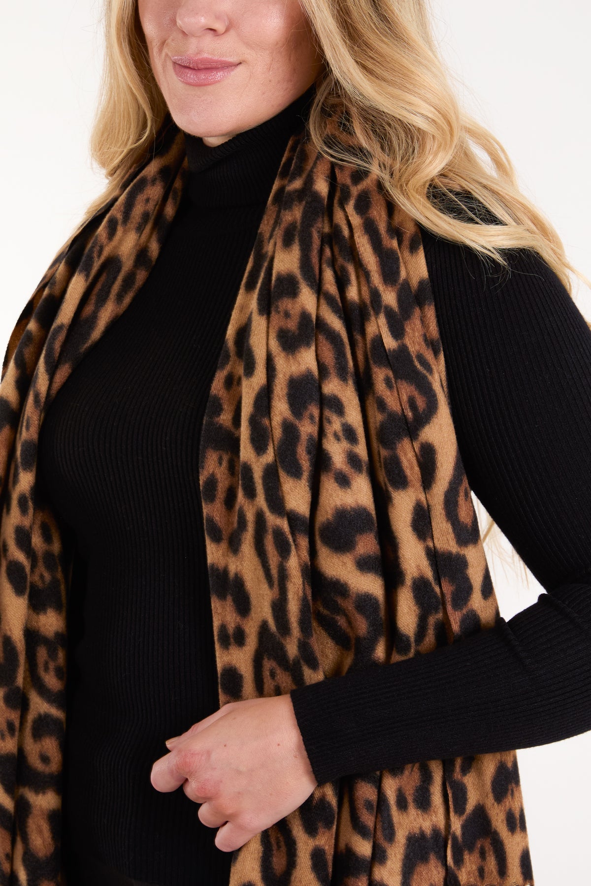 Animal Print Tassel Scarf