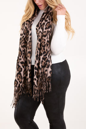 Animal Print Tassel Scarf