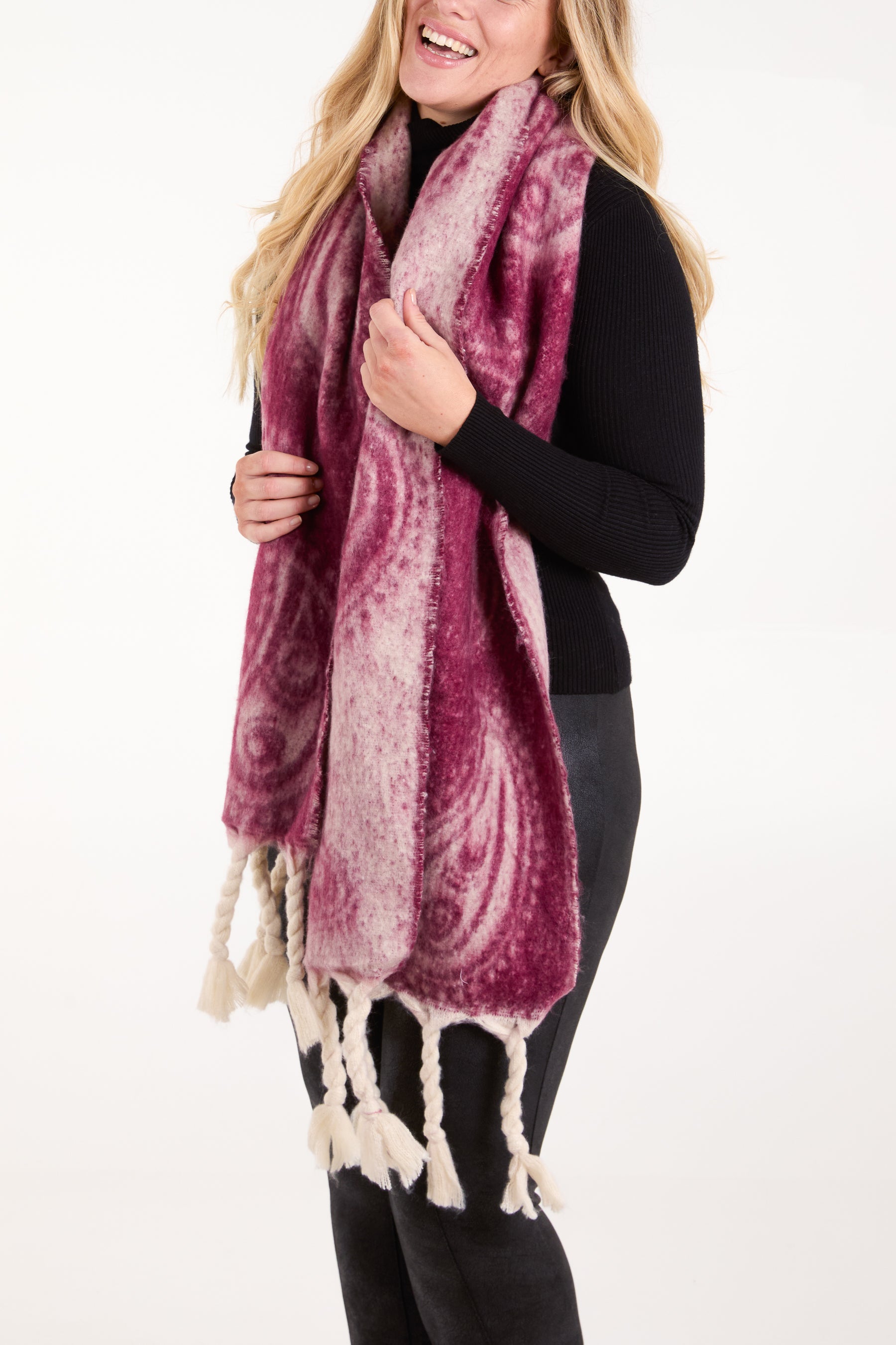 Paisley Printed Tassel Scarf