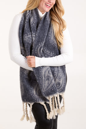 Paisley Printed Tassel Scarf