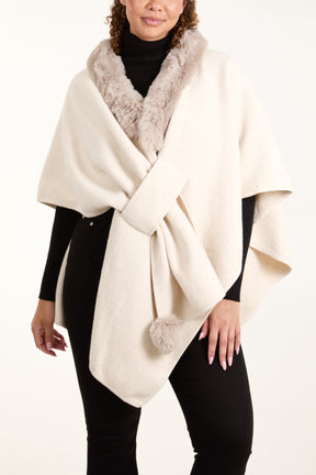 Fur Trim Wrap Cape