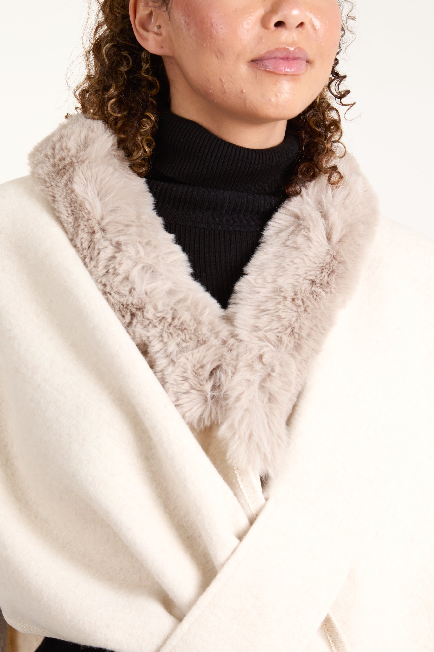 Fur Trim Wrap Cape