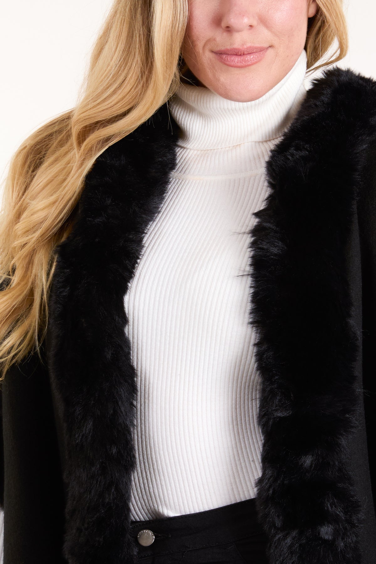 Fur Trim Tassel Cape