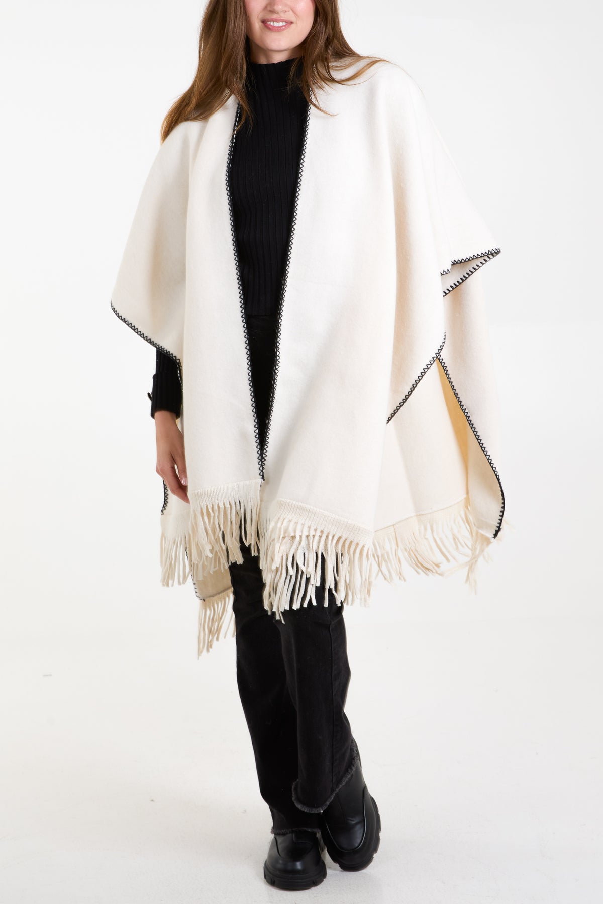 Stitch Hem Tassel Cape