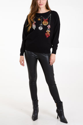 Sequin Jingle Bell Bauble Jumper