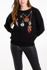 Sequin Jingle Bell Bauble Jumper