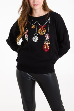 Sequin Jingle Bell Bauble Jumper