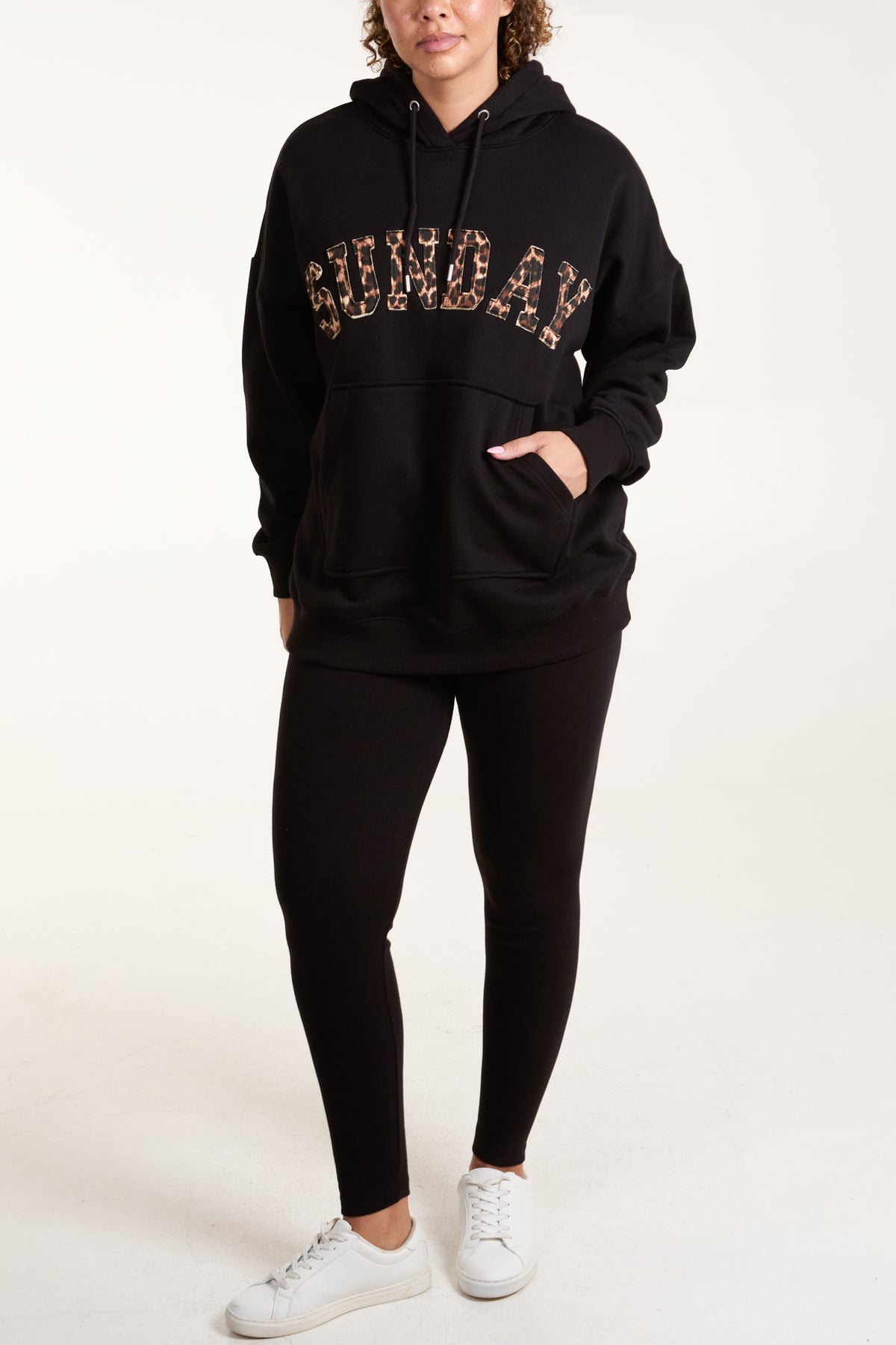 Sunday Leopard Print Logo Hoodie & Legging Set