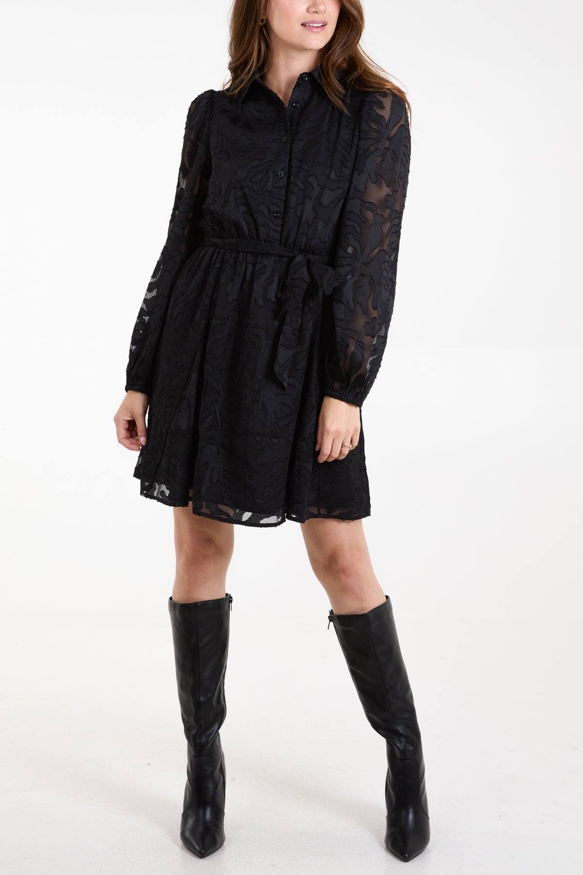 Jacquard Mini Shirt Dress