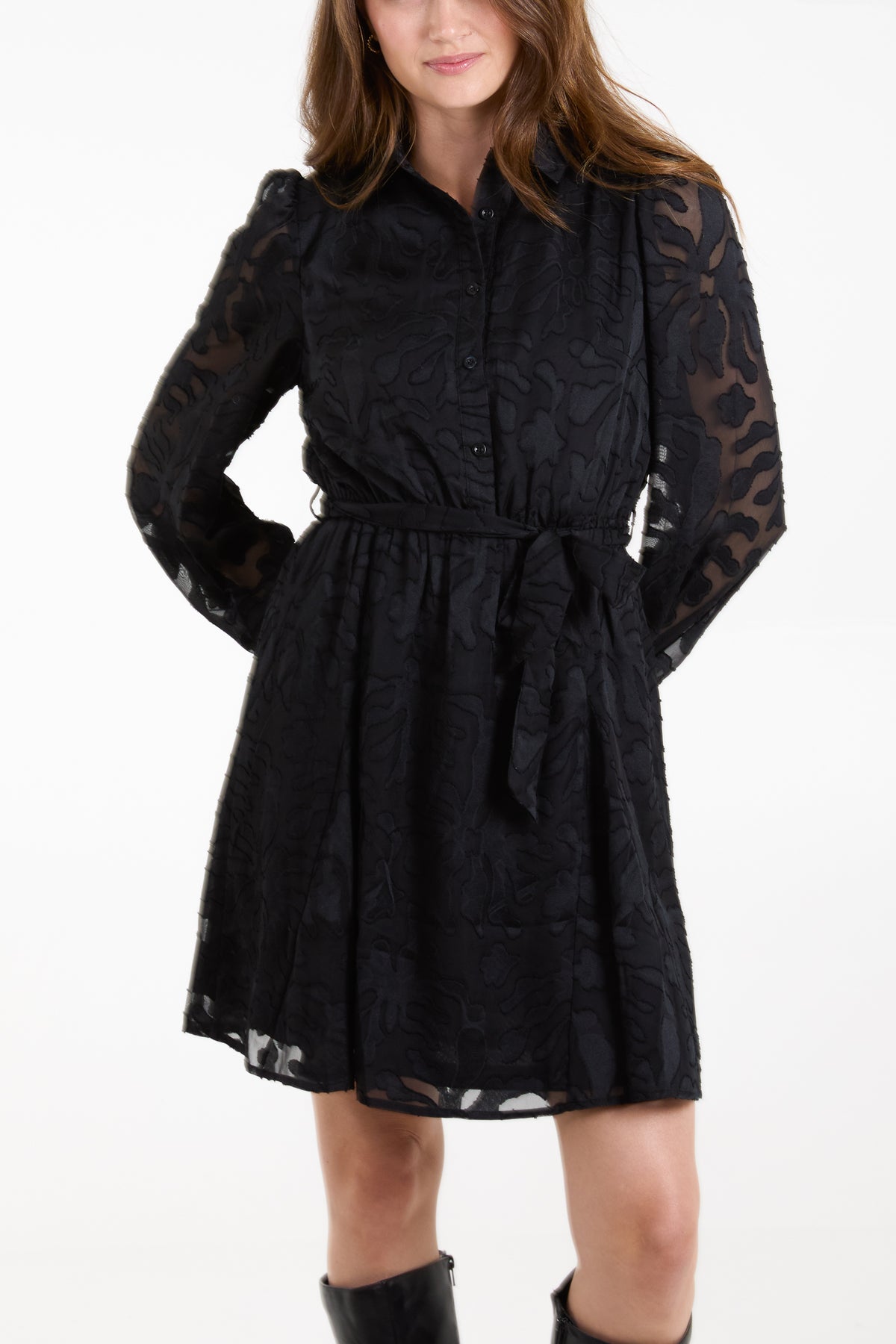 Jacquard Mini Shirt Dress