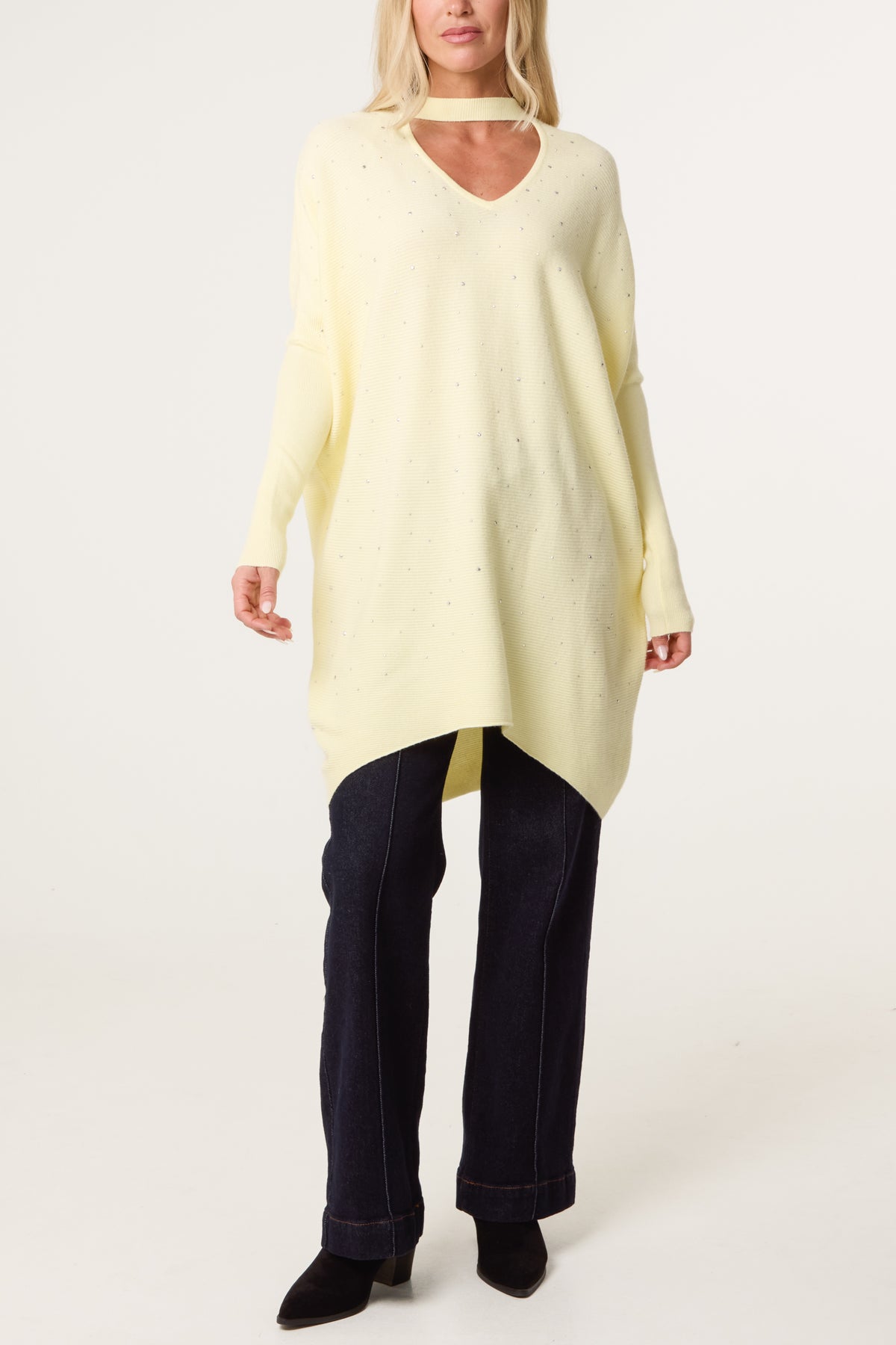 Choker Neck Diamante Jumper Dress