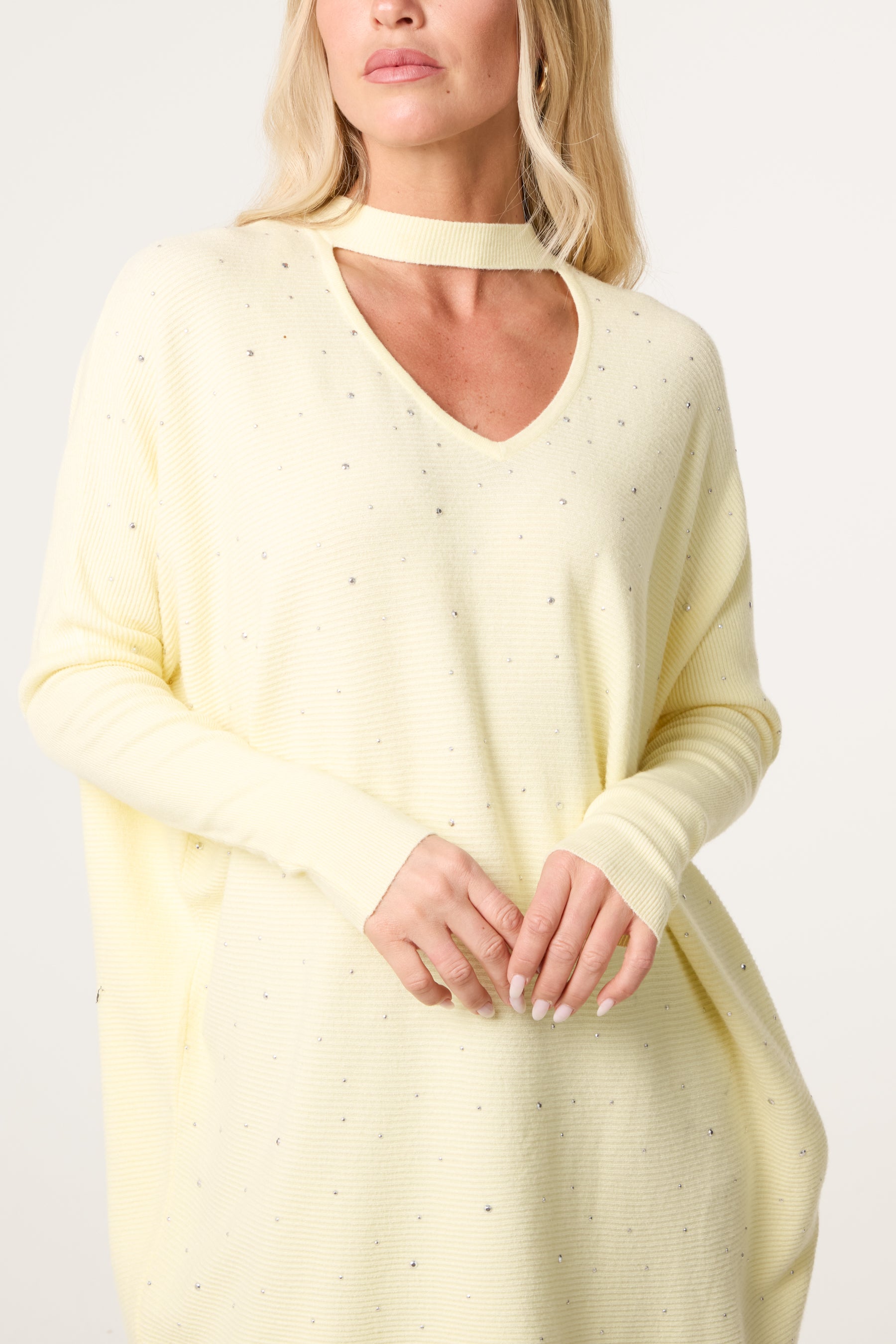 Choker Neck Diamante Jumper Dress