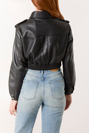 Pocket Detail Cropped Bomber Jacket