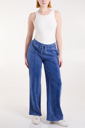 Washed Contrast Waistband Wide Leg Jogger