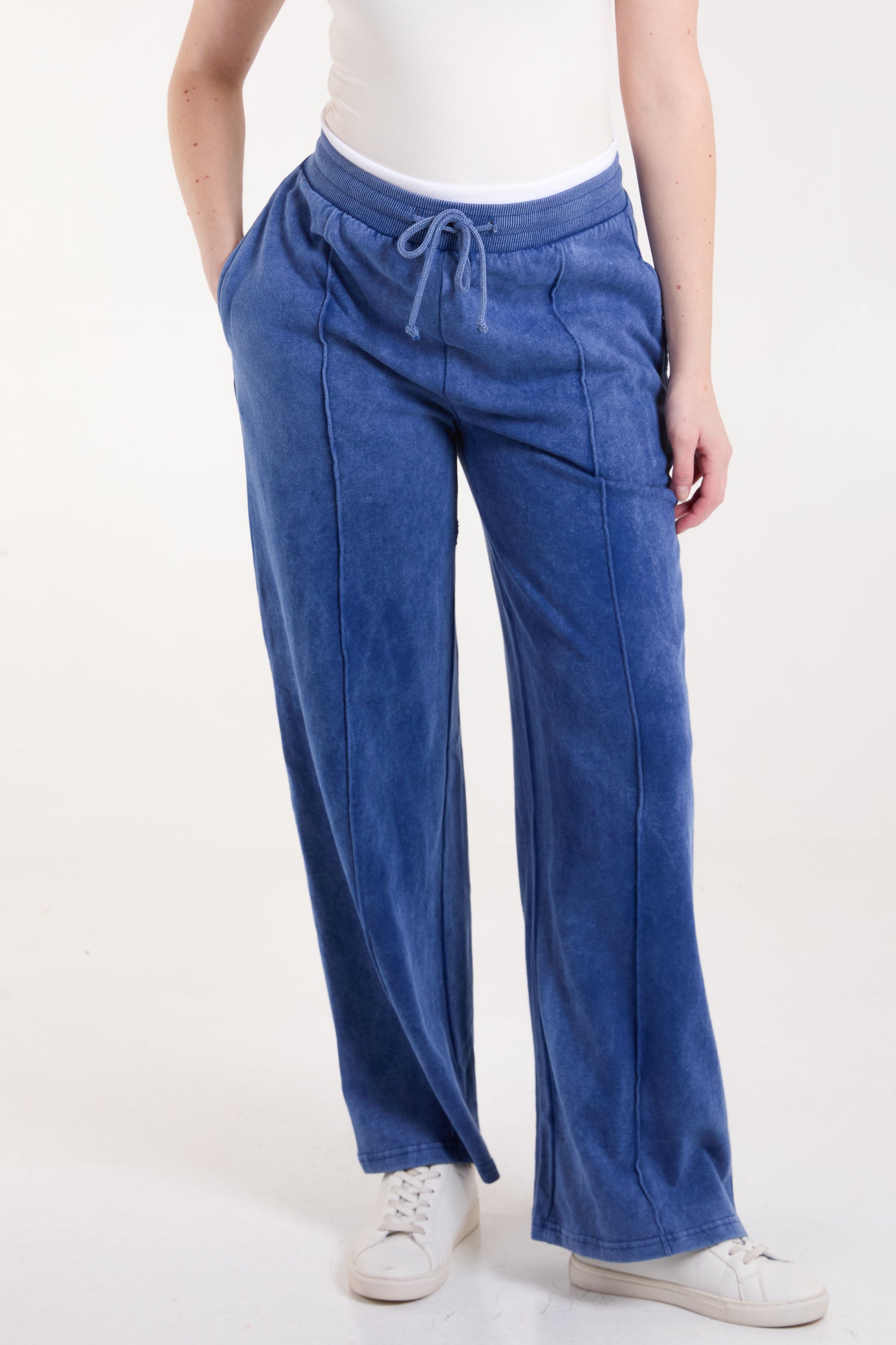 Washed Contrast Waistband Wide Leg Jogger