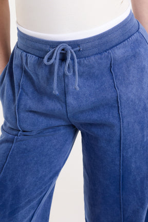 Washed Contrast Waistband Wide Leg Jogger