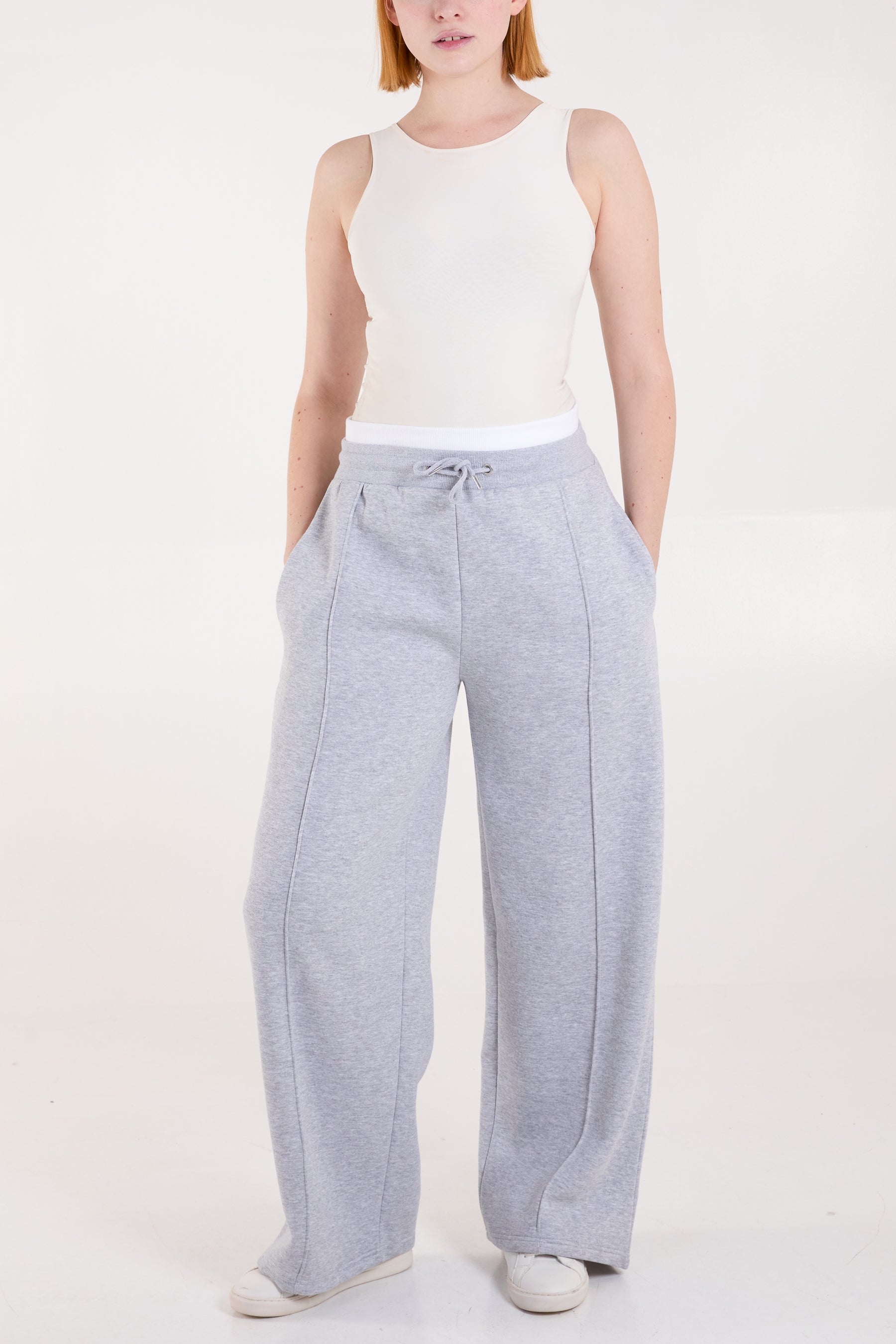 Contrast Waist Band Wide Joggers