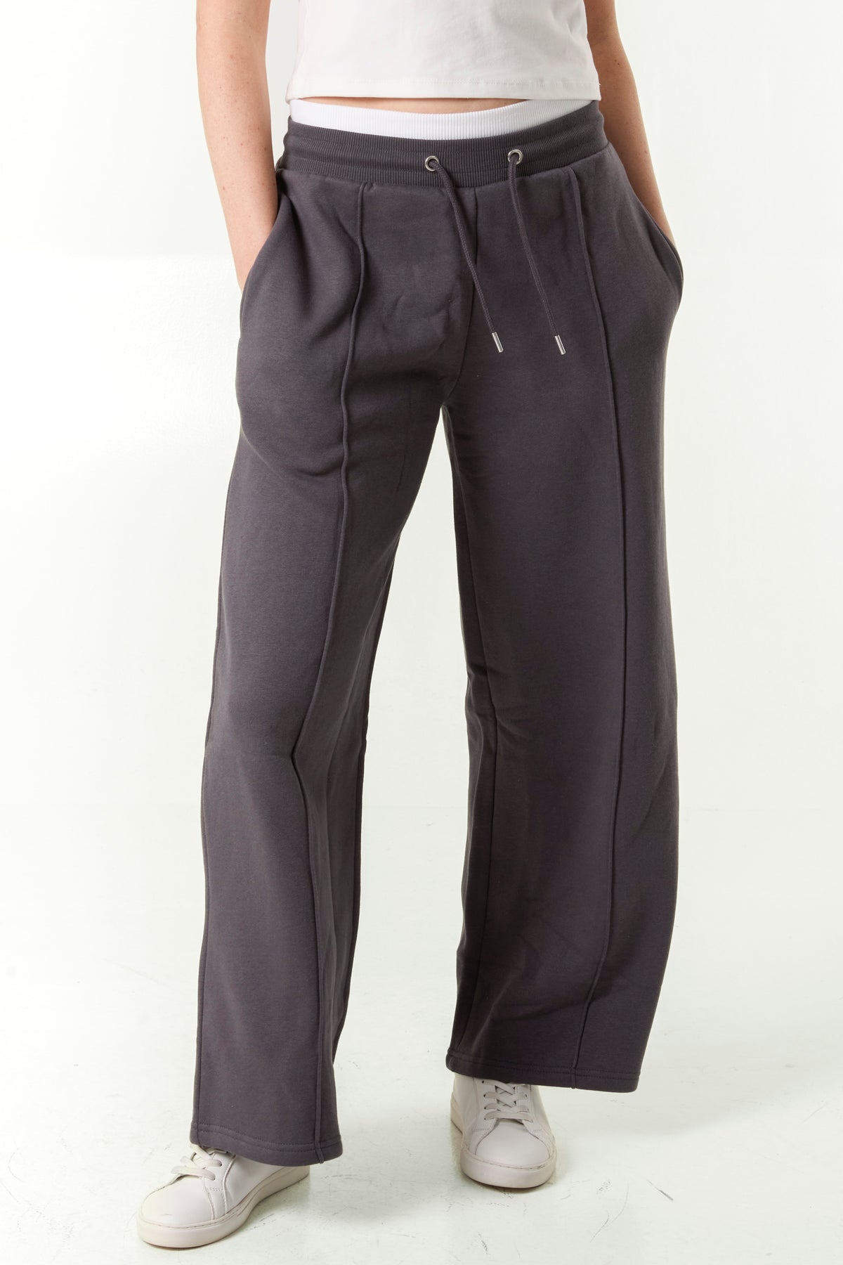 Contrast Waist Band Wide Joggers