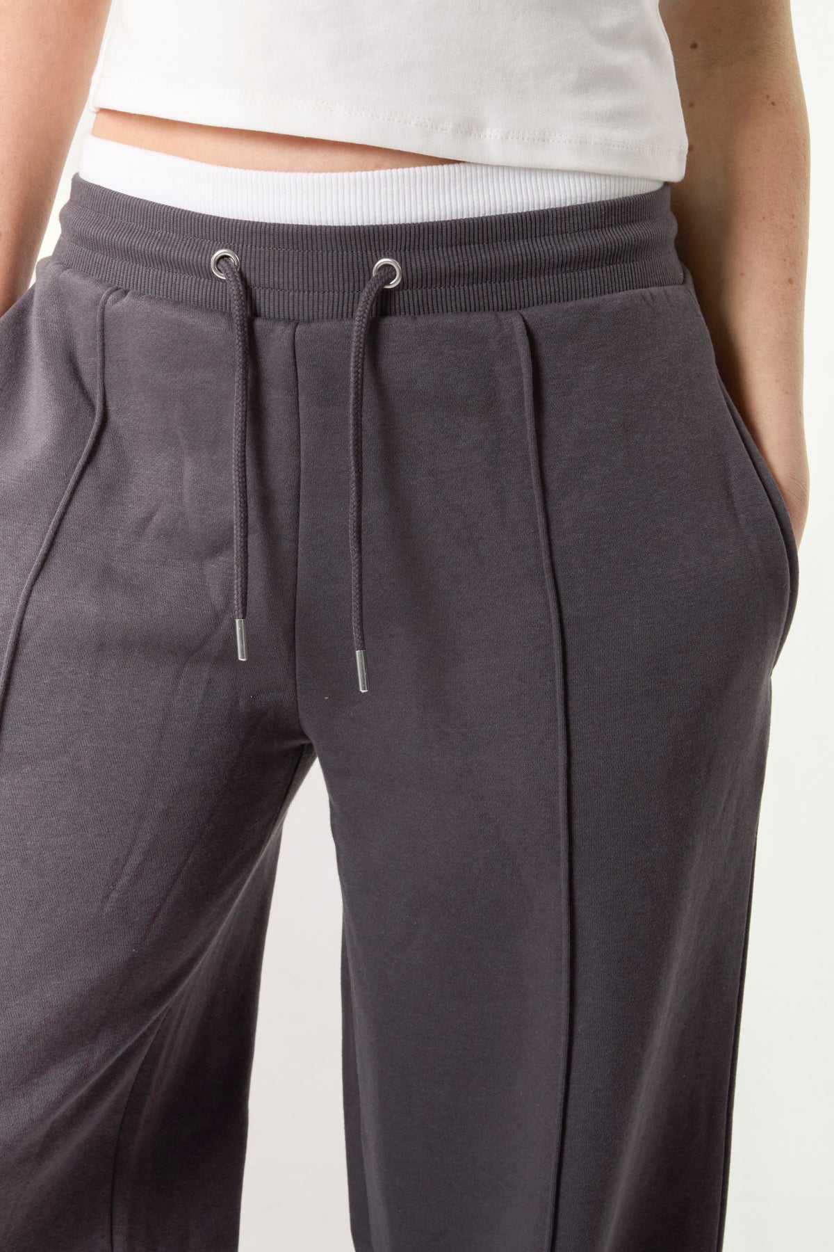 Contrast Waist Band Wide Joggers