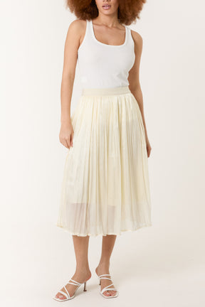 Elasticated Waist Satin Embellished Midi Skirt