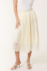 Elasticated Waist Satin Embellished Midi Skirt