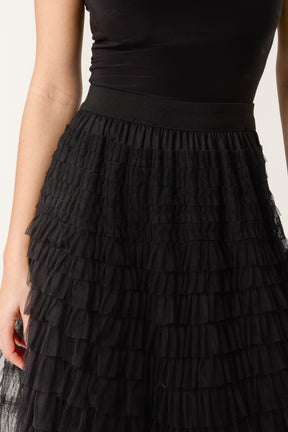 Frill Detail Mesh Midi Skirt