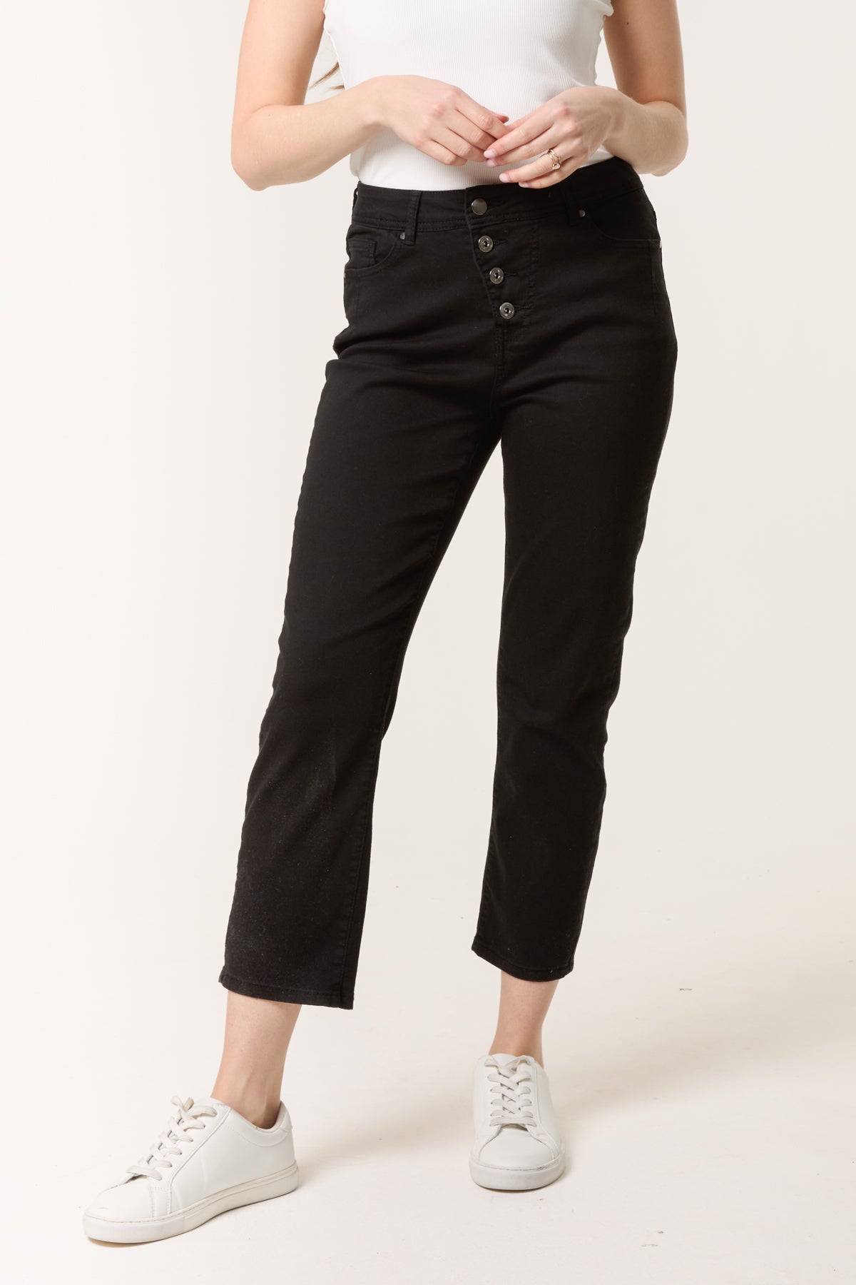 Multi Button-Front Capri Trouser Jeans