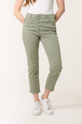 Button Front Capri Trouser