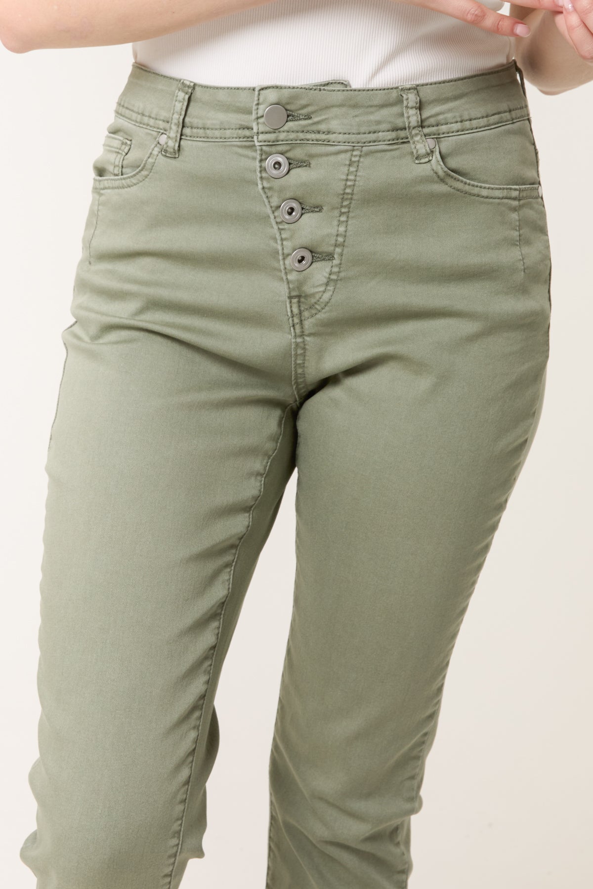 Button Front Capri Trouser