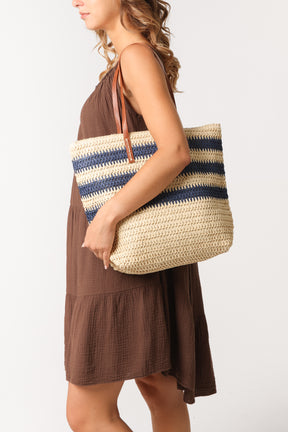 Stripe Woven Tote Bag