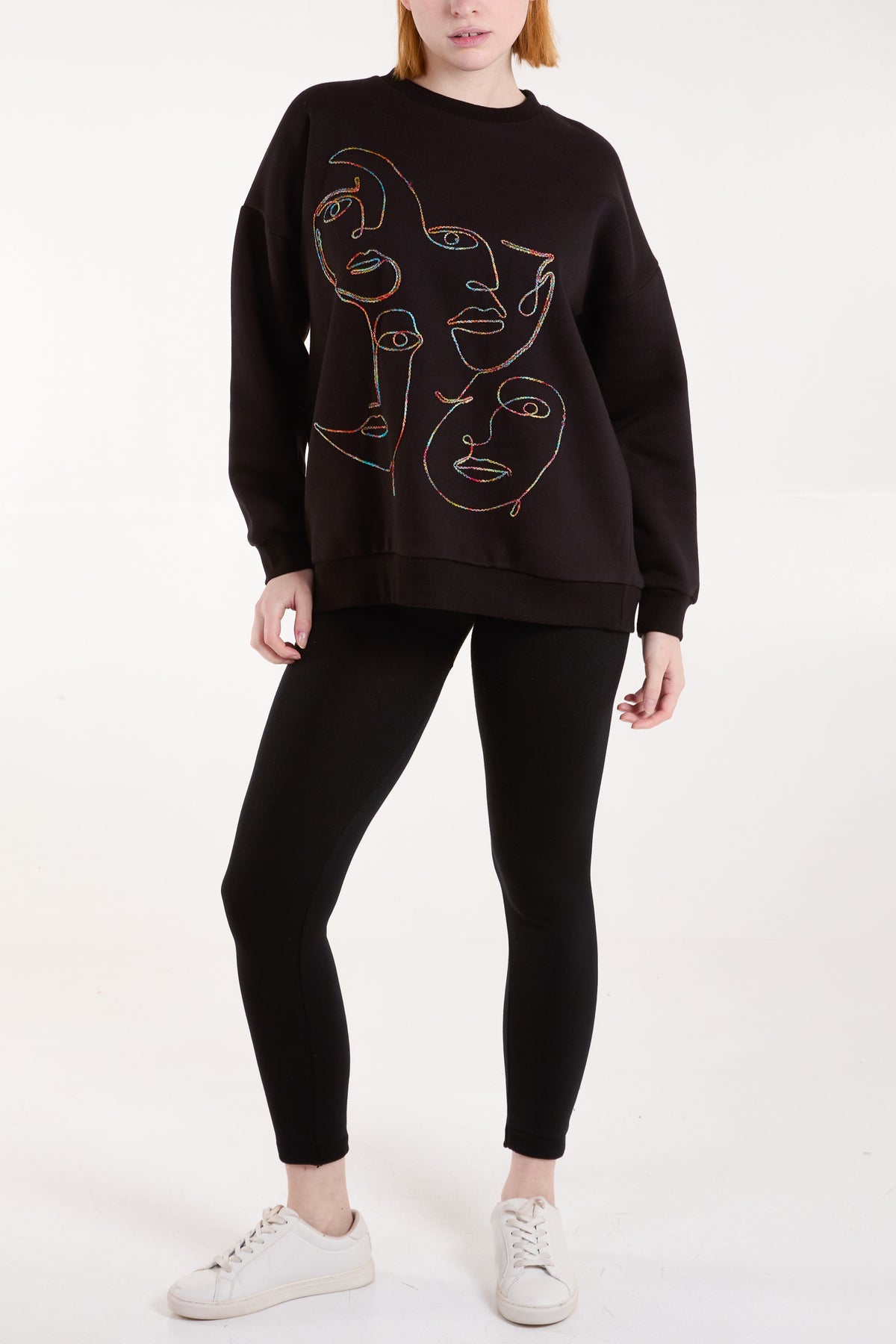 Colourful Abstract Face Stitch Sweatshirt