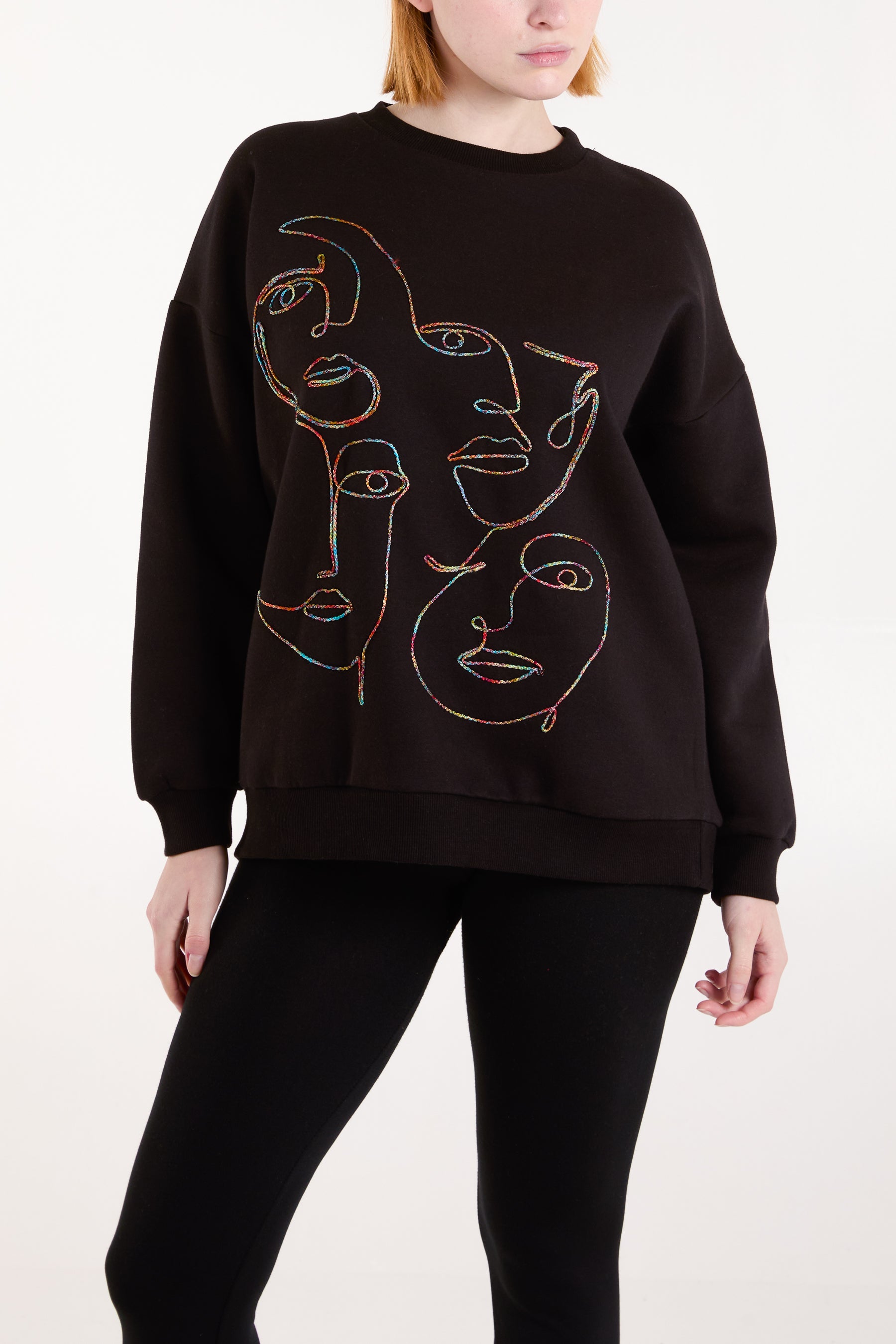 Colourful Abstract Face Stitch Sweatshirt