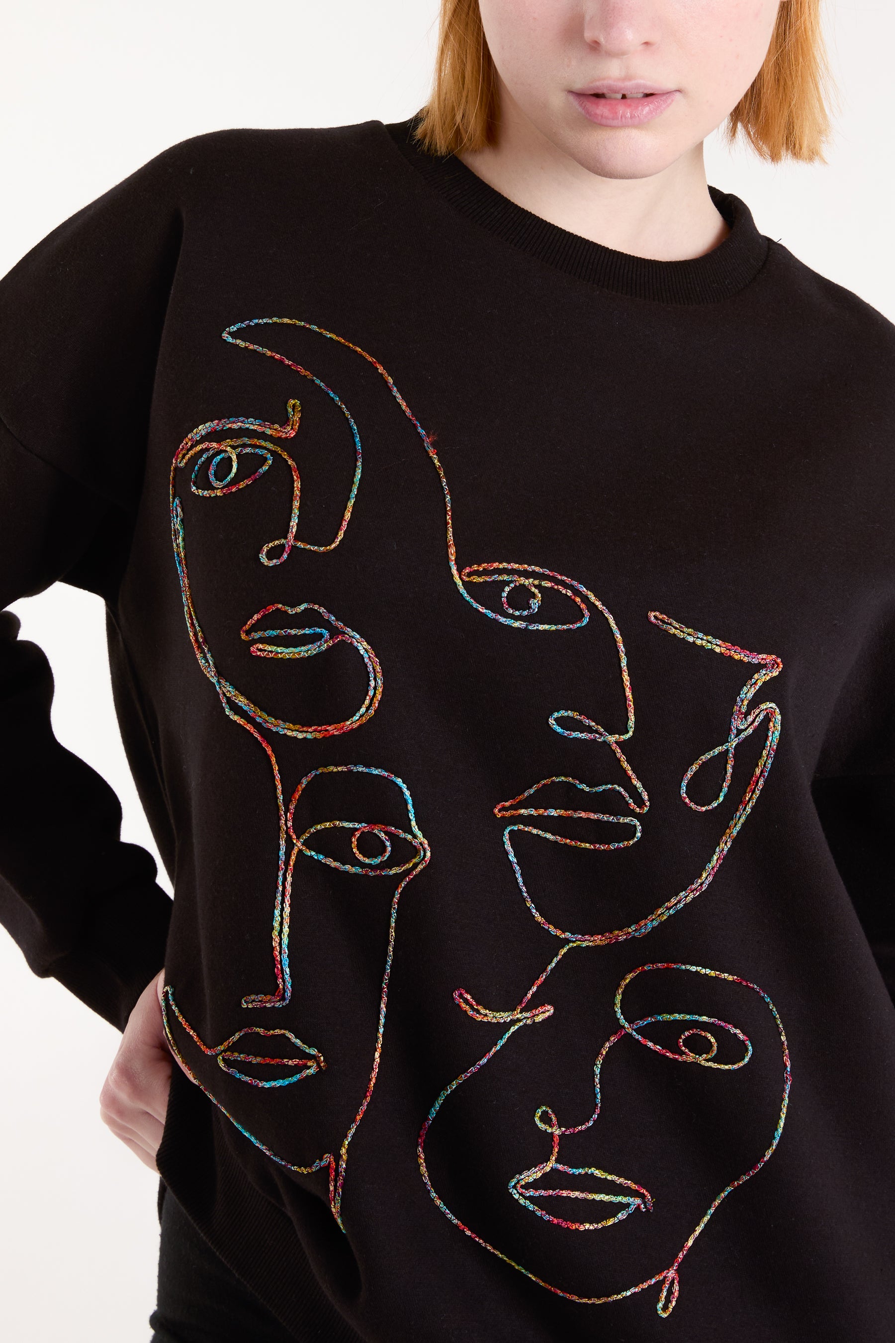 Colourful Abstract Face Stitch Sweatshirt