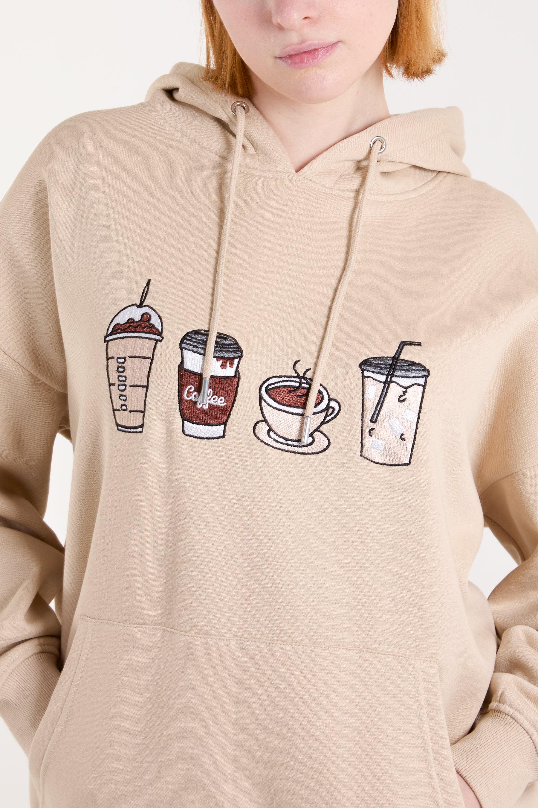 Coffee Embroidered Hoodie