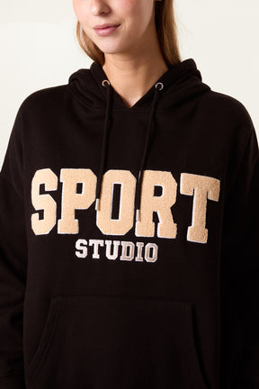 Flocking 'Sport Studio' Logo Hoodie