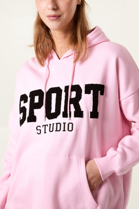 Flocking 'Sport Studio' Logo Hoodie