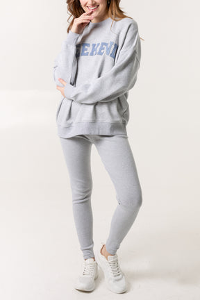 'Weekend' Denim Applique Sweatshirt