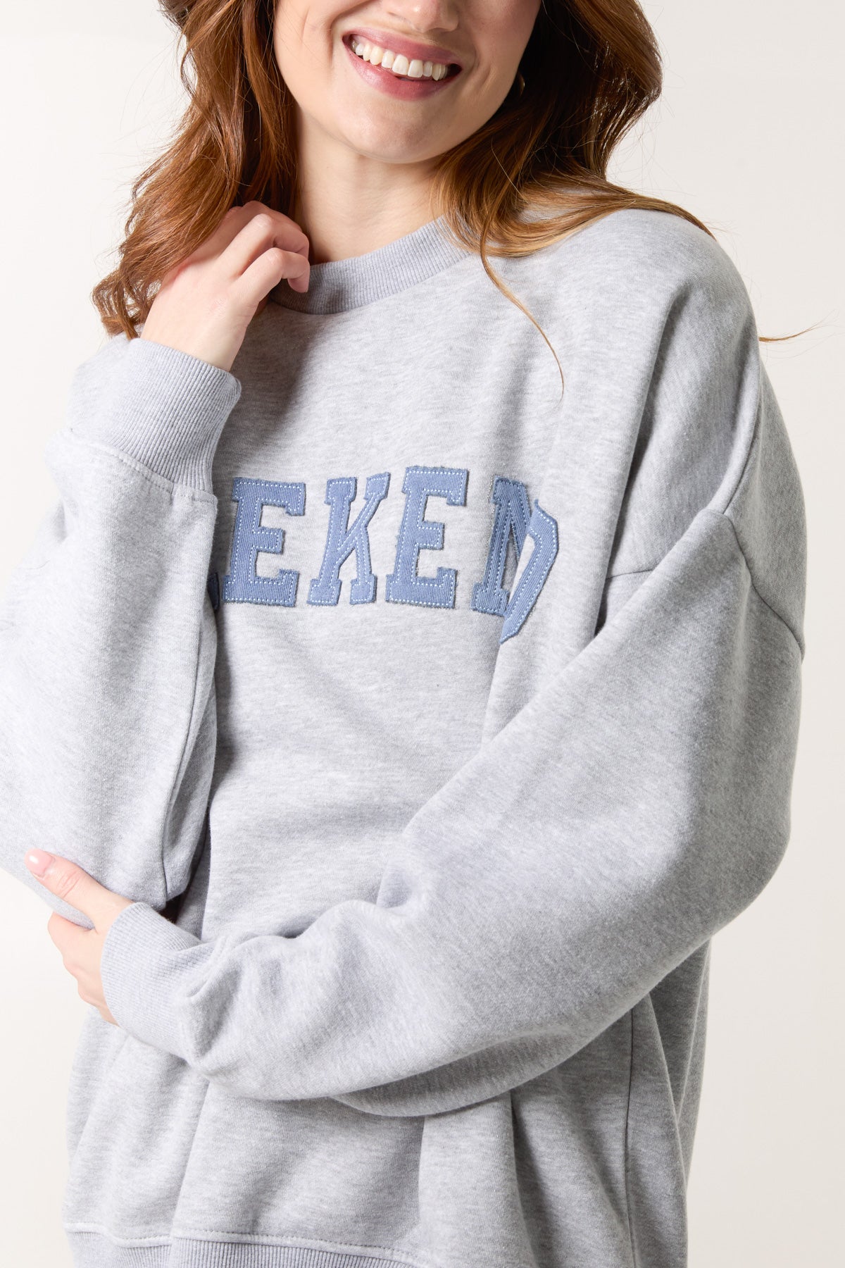 'Weekend' Denim Applique Sweatshirt