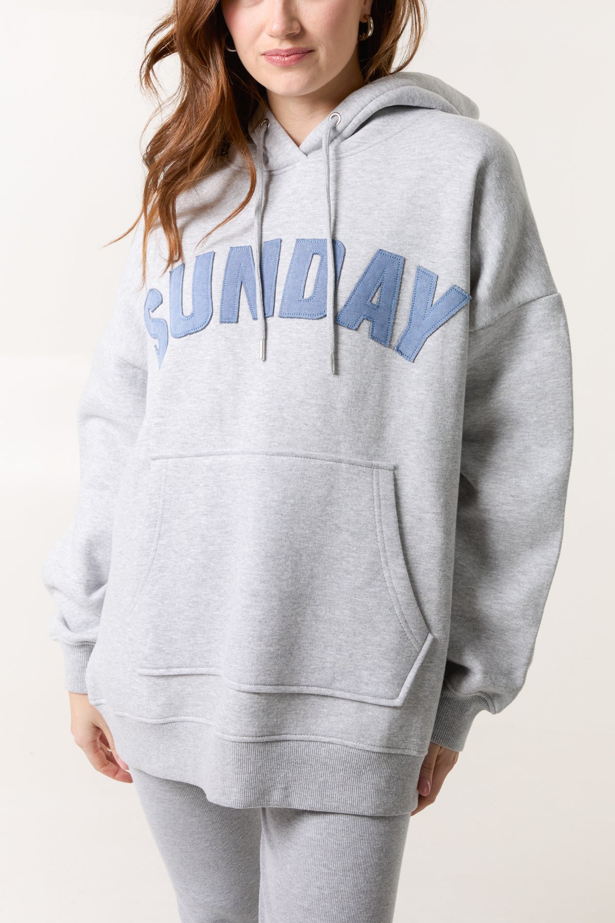 'Sunday' Denim Applique Hoodie