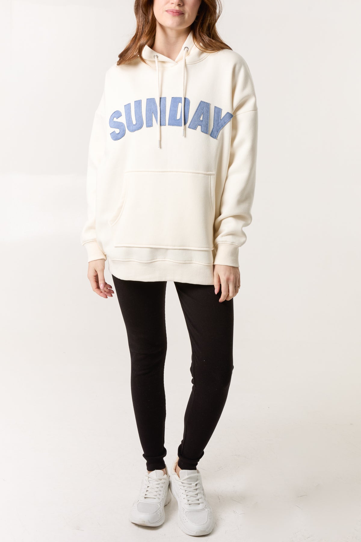 'Sunday' Denim Applique Hoodie