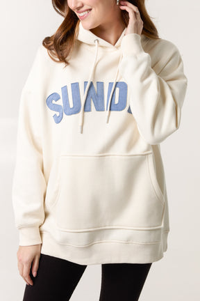 'Sunday' Denim Applique Hoodie