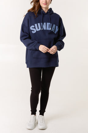 'Sunday' Denim Applique Hoodie