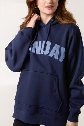 'Sunday' Denim Applique Hoodie